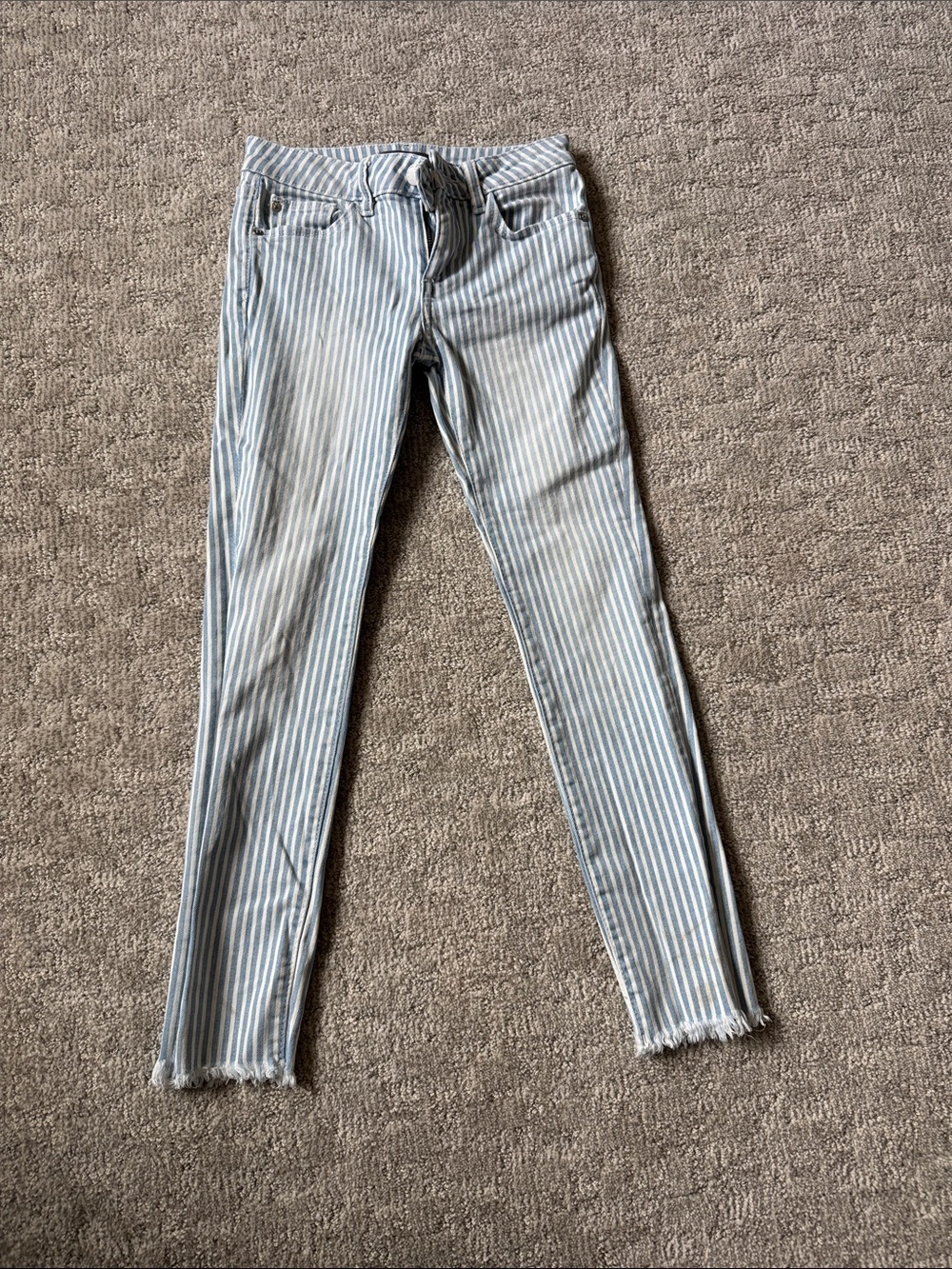 DL1961 Girls Blue and White Striped Skinny Jeans